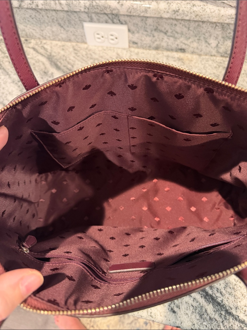 Kate Spade glitter tote in burgundy sparkle - Picture 10 of 14